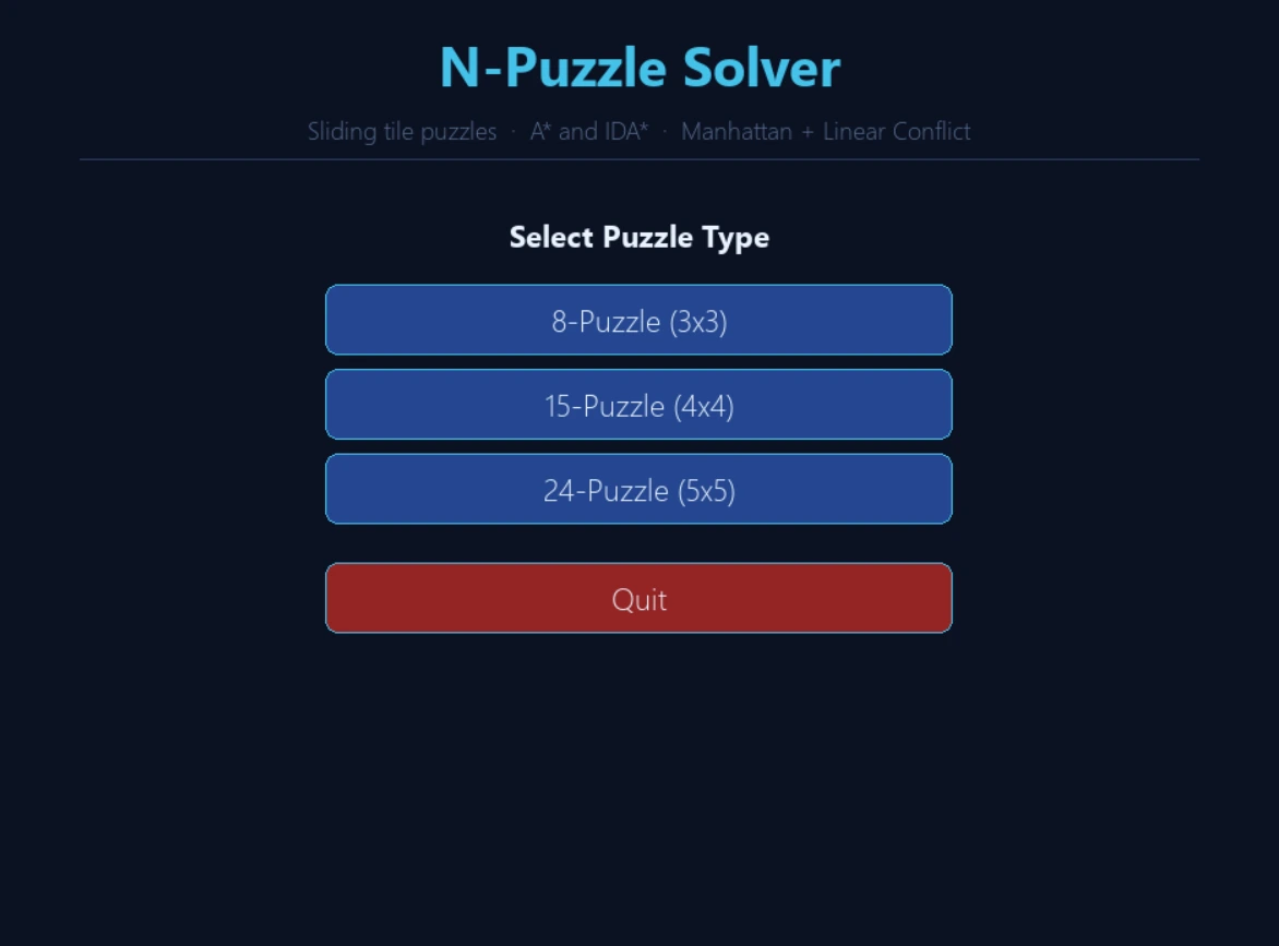 N-Puzzle Interface 1